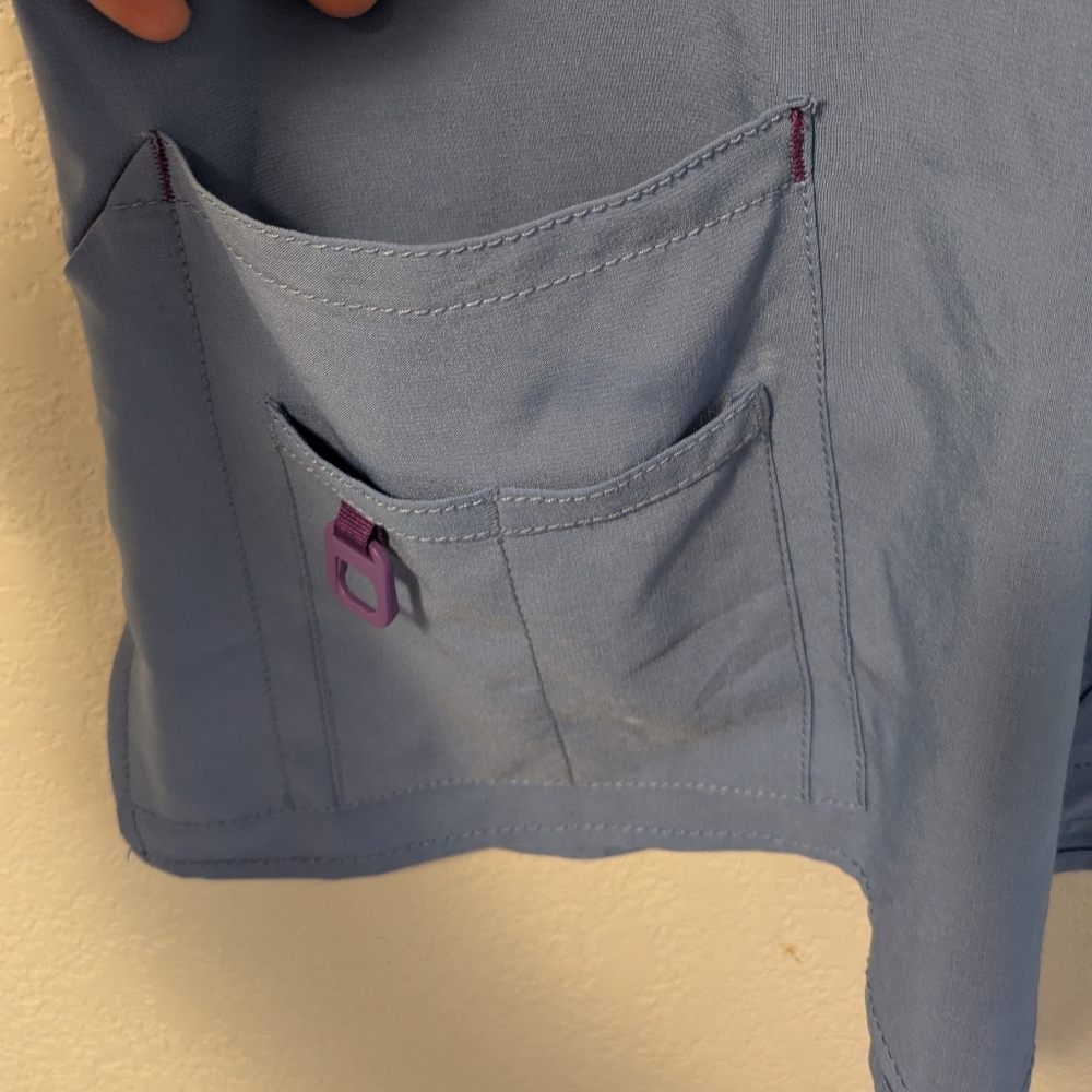 Carhartt Force Cross Flex Blue V-Neck Scrub Shirt - Picture 7 of 11